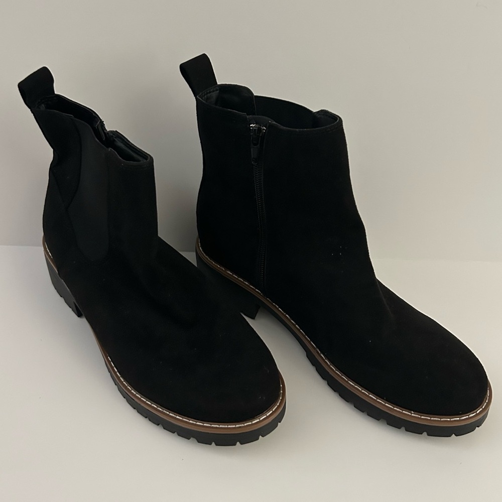 Kensie Kayla Black Suede Inside Zip Closure Ankle Boots Botties 10 M